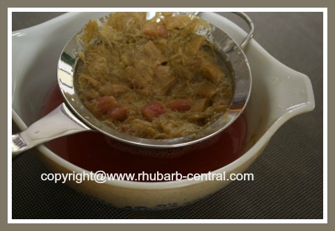 Making Rhubarb Juice Straining the Rhubarb