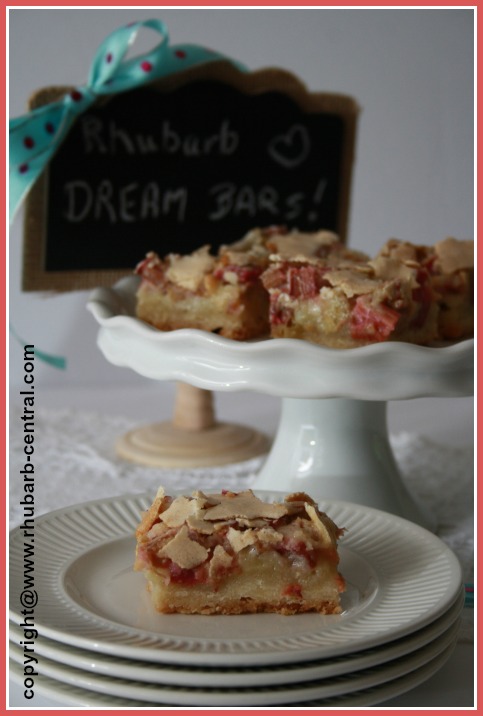 Rhubarb Dream Bars Using 2 cups chopped fresh rhubarb