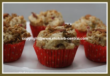 Nutritious Muffins with Granola and Rhubarb OR Apples