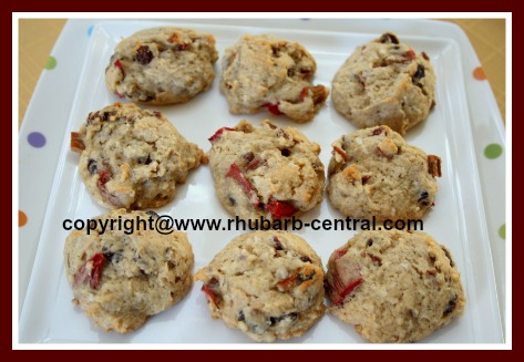 Rhubarb Raisin Cookies  