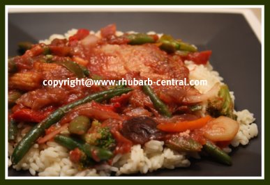 Rhubarb Stir Fry and Pork Supper