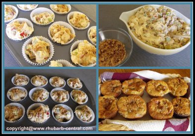 Collage of Pictures of Making Rhubarb Muffins
