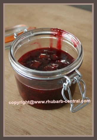 Homemade Rhubarb Raspberry Jam using Jello and Raspberry Pie Filling