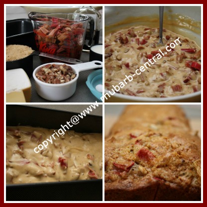 Picture Collage Making a Rhubarb Loaf Bread