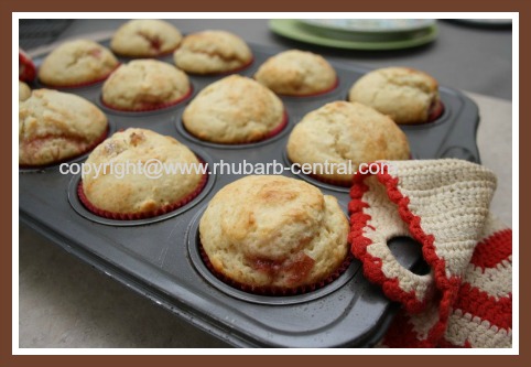 Rhubarb Muffins with Jam Centers