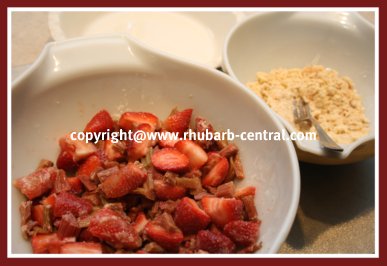 Making a Strawberry Rhubarb Crumble Recipe
